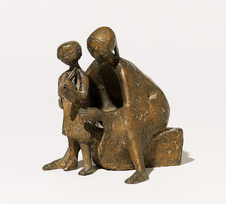 Manfred Welzel (1926) Berlin - Woman playing with Child